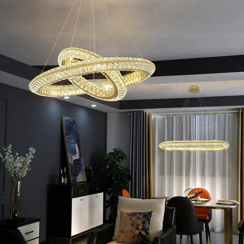 lustre de luxe en cristal led pour hôtel et bar - vue 5 sur 16