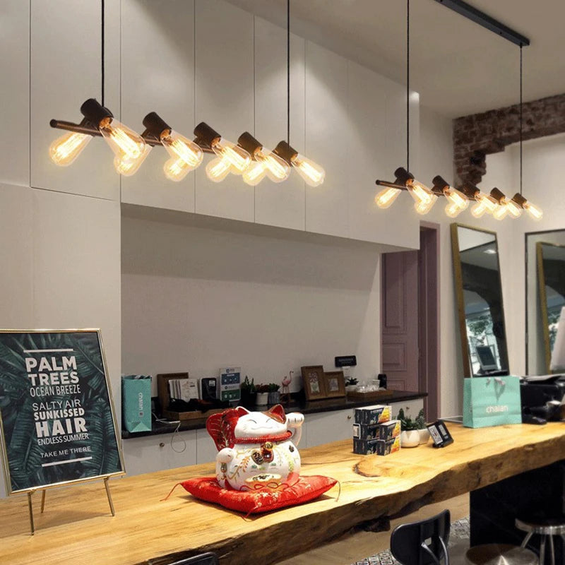 lustre industriel américain pour bar restaurant ou salon - vue 4 sur 8