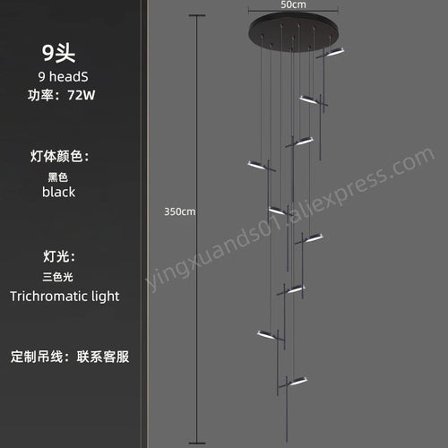 lustre moderne suspendu en acrylique design créatif 2023 à LED - vue 9 sur 17