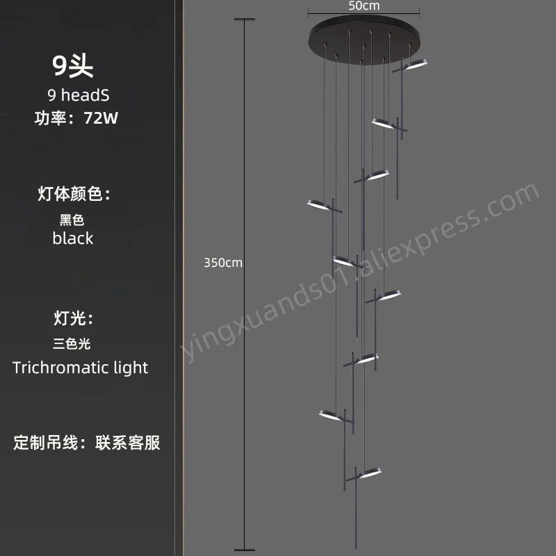 lustre moderne suspendu en acrylique design créatif 2023 à LED - vue 8 sur 17