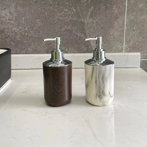 distributeur de savon liquide en plastique marbré 320 ml pour salle de bain - vue 2 sur 8