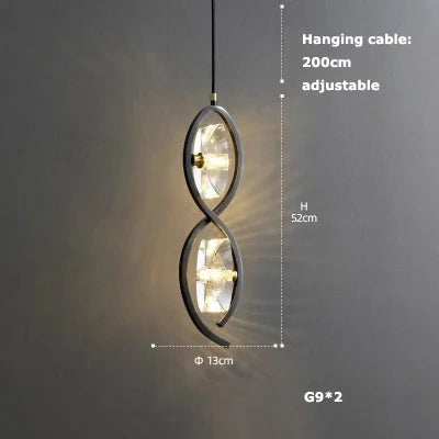 suspension en verre cristal art déco avec éclairage led - vue 22 sur 25