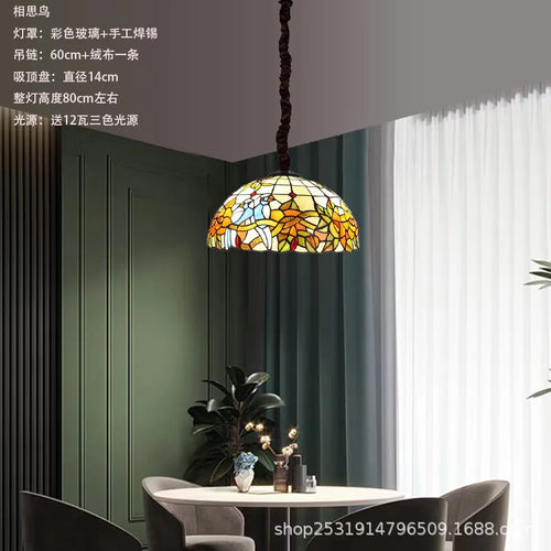 lustre rétro en verre teinté style méditerranéen pour restaurant et hall - vue 9 sur 18