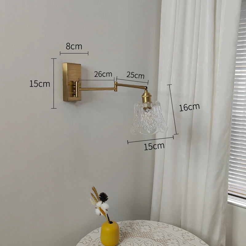 IWHD tirer chaîne verre applique murale LED applique bras gauche droite rotation chambre salon lumières nordique moderne à côté lampe Wandlamp - vue 10 sur 23