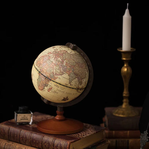 globe terrestre éducatif avec base en bois rétro - vue 3 sur 7
