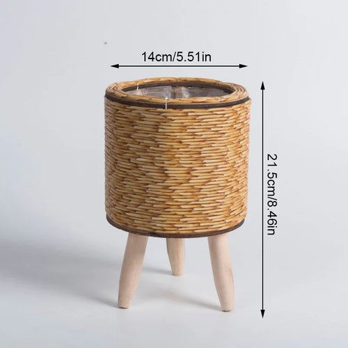 pot de fleurs en rotin tissé pour décoration et rangement - vue 11 sur 12