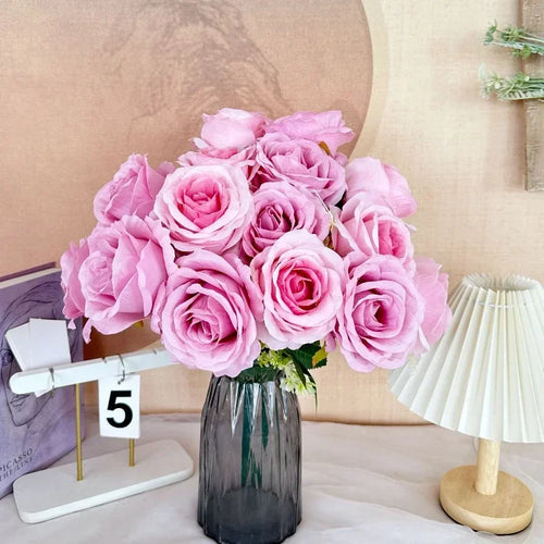 bouquet de roses artificielles en soie pour décoration intérieure - vue 4 sur 28