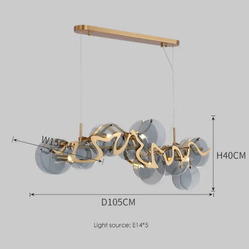 lustre post-moderne en verre simple pour salon luxueux - vue 7 sur 10