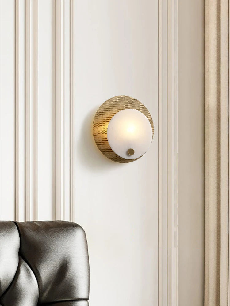 applique minimaliste en marbre et cuivre avec led - vue 2 sur 10