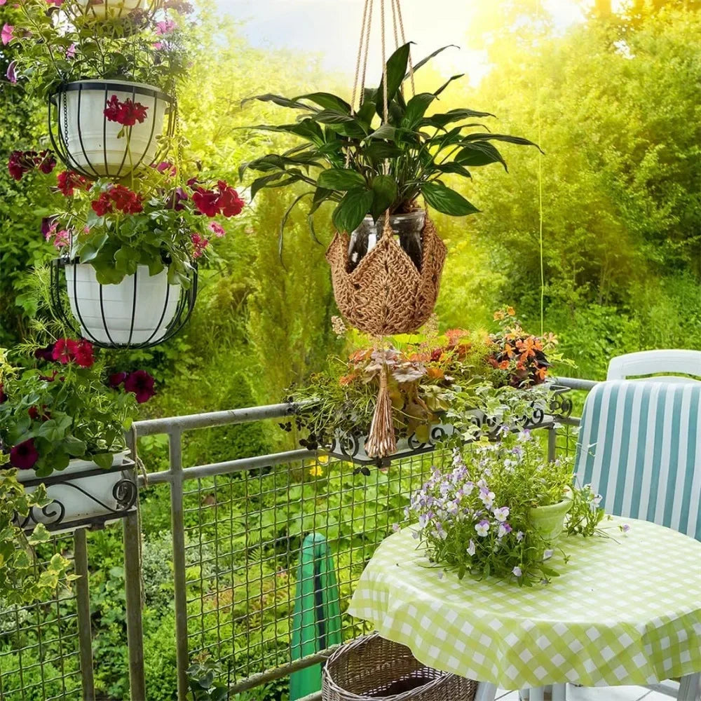 panier suspendu en macramé pour plantes décoratives - vue 3 sur 7