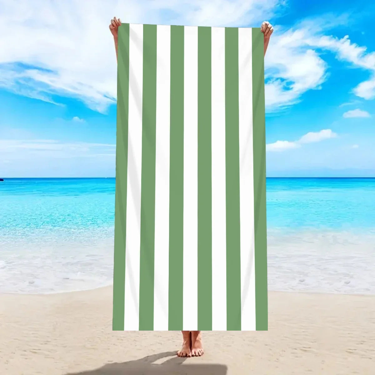 Serviette de plage minimaliste rayures sechage rapide absorbante