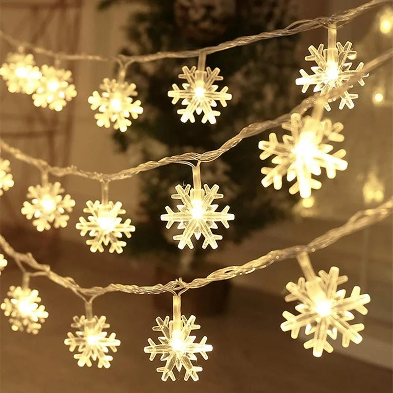 guirlande lumineuse flocon de neige pour décorations de Noël et fêtes - vue 1 sur 9