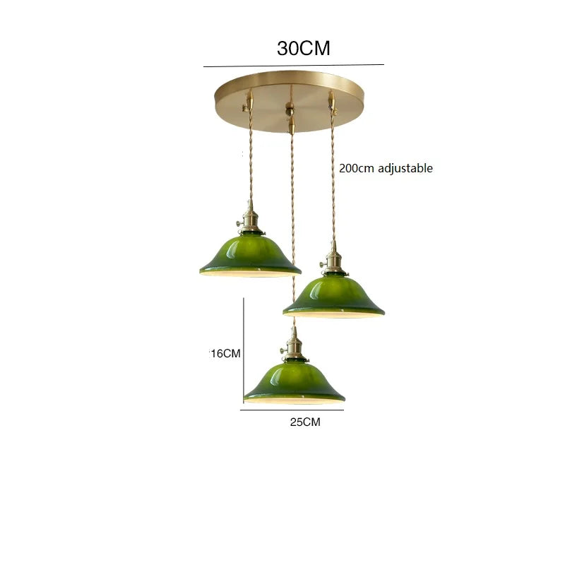 Suspension vintage style américain en cuivre bois et verre - vue 26 sur 30