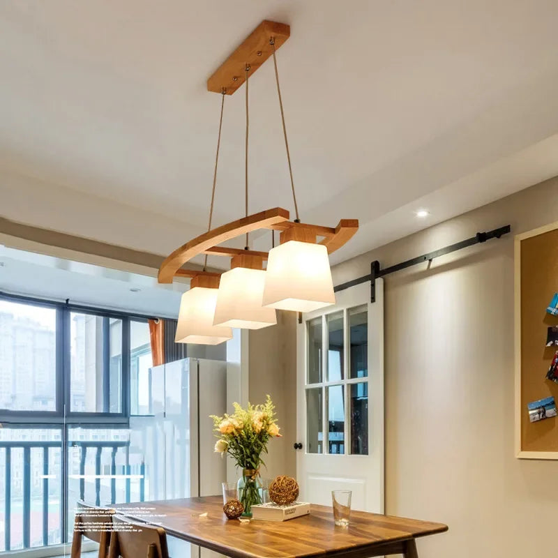 suspension moderne en bois nordique style japonais pour espaces contemporains - vue 3 sur 7