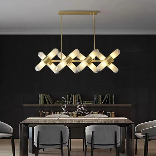lustre italien moderne led minimaliste en cuivre pour bar café - vue 4 sur 12