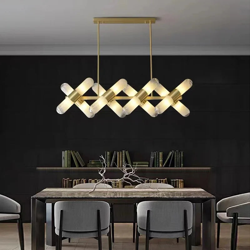 lustre italien moderne led minimaliste en cuivre pour bar café - vue 3 sur 12