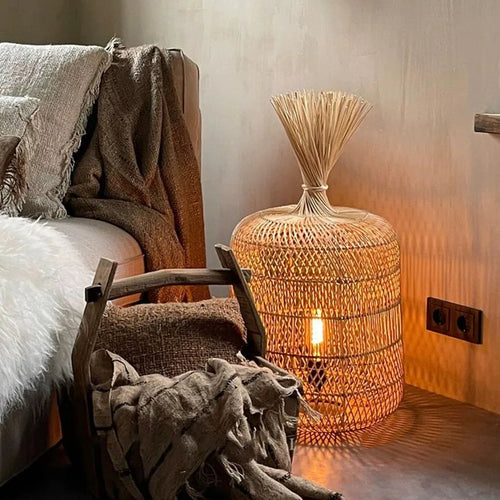 Lampadaire en rotin style Vintage nostalgique Simple - vue 3 sur 16