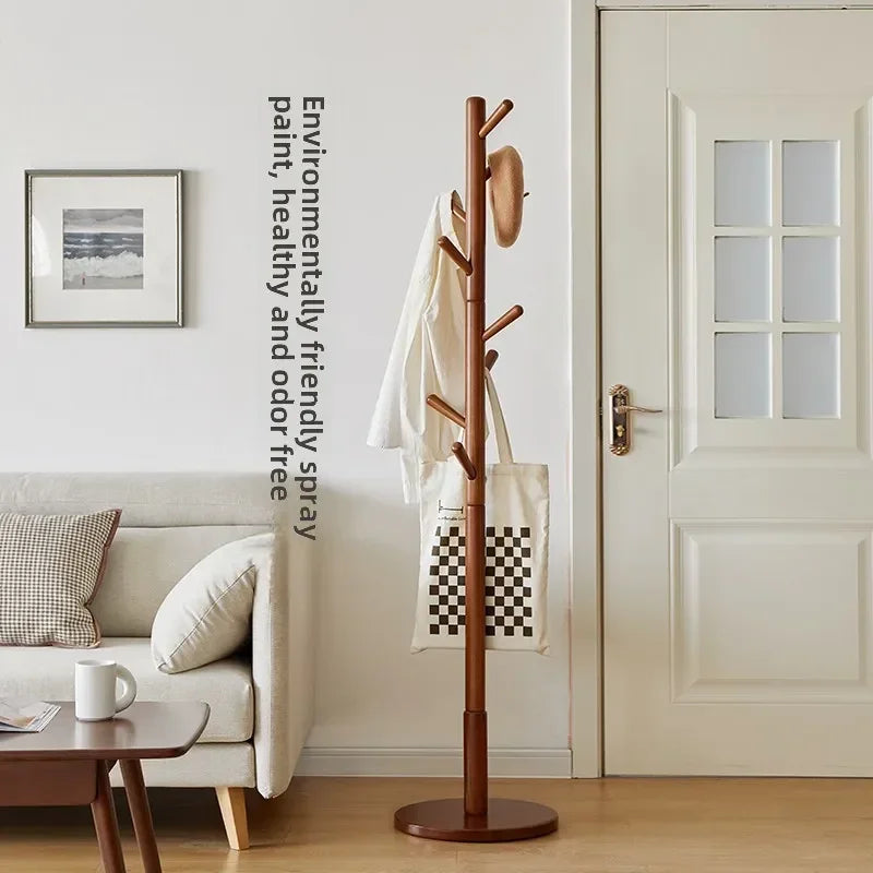 cintre en bois massif porte-manteau stable et étagère à sac - vue 4 sur 18