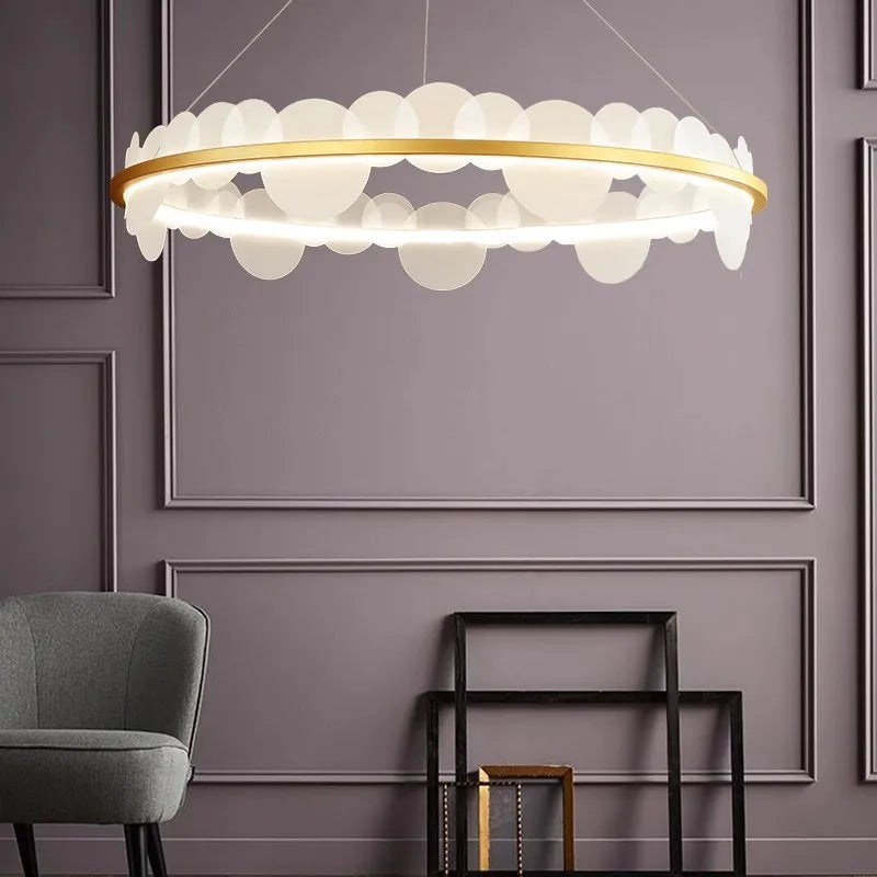 suspension nordique à anneau doré pour décoration intérieure ajustable - vue 4 sur 9