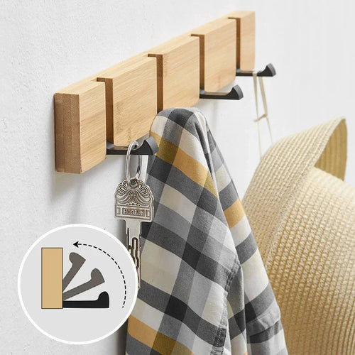 porte-clés mural en bambou avec crochets décoratifs pour organiser - vue 2 sur 12