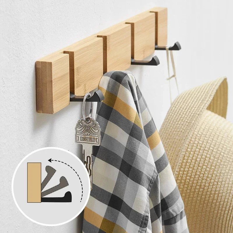 porte-clés mural en bambou avec crochets décoratifs pour organiser - vue 1 sur 12