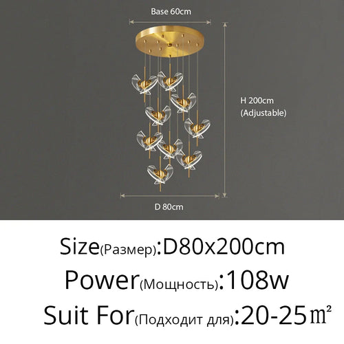 lustre moderne en cuivre pour décoration créative intérieur élégant - vue 14 sur 14