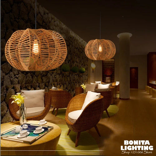 suspension rétro en corde de chanvre design américain pour restaurants - vue 4 sur 3