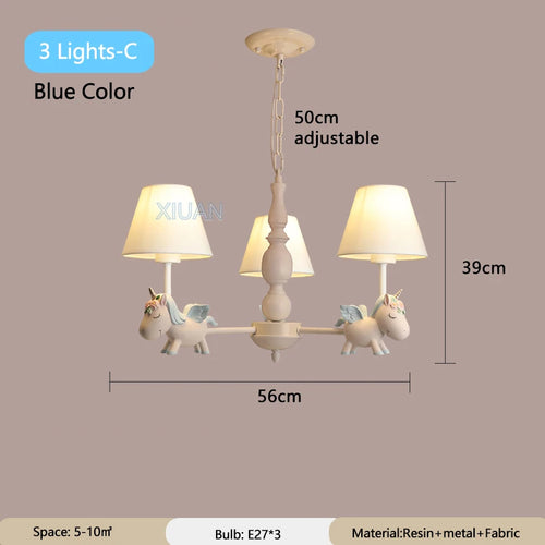 lustre licorne dessin animé pour chambre d'enfant suspendu - vue 22 sur 24