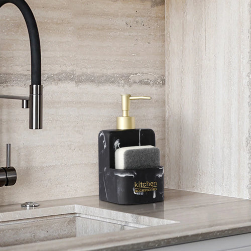 distributeur de savon liquide avec rangement pour accessoires de cuisine - vue 5 sur 14