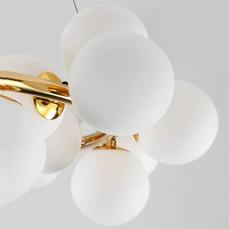 lustre nordique boule de verre led pour décor maison - vue 5 sur 15