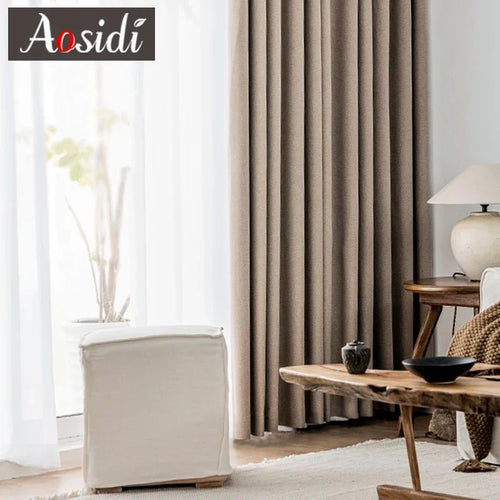 Rideau occultant aspect lin moderne salon chambre - vue 5 sur 11