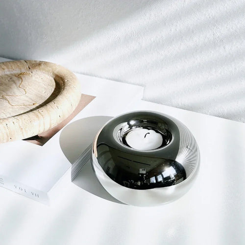 bougeoir circulaire en céramique pour décoration moderne et cadeaux - vue 4 sur 8