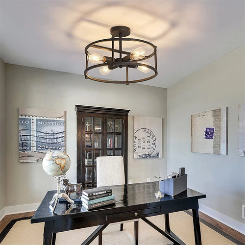 lustre noir en métal pour éclairage intérieur polyvalent - vue 3 sur 6