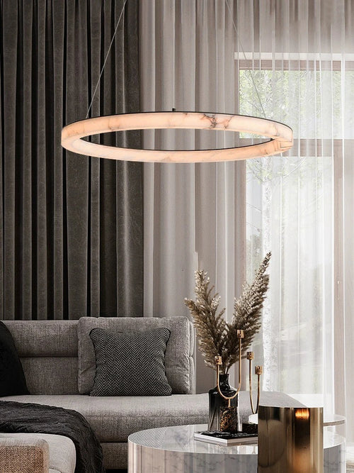 Lustre LED rond en marbre véritable - vue 5 sur 10
