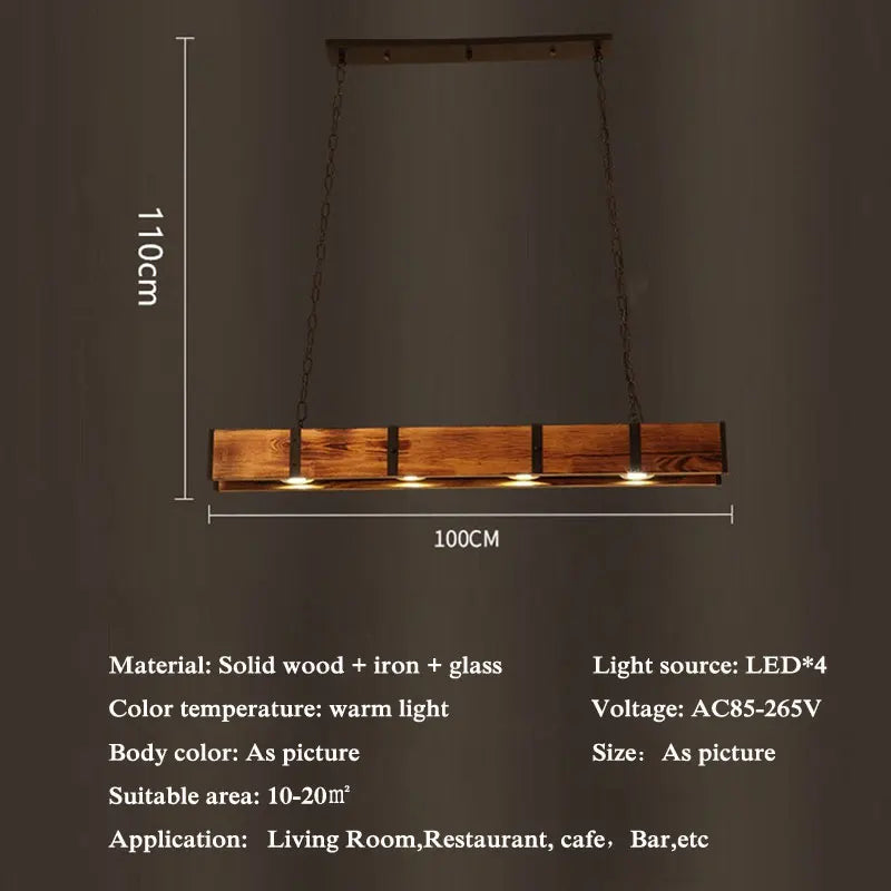 Lustre Vintage américaine en bois salle à manger Bar Table magasin de vêtements de Style industriel éclairage Led - vue 7 sur 7