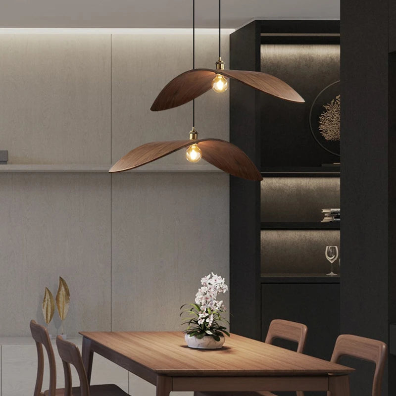 lustre wabi sabi en bois avec led pour loft escaliers - vue 4 sur 9