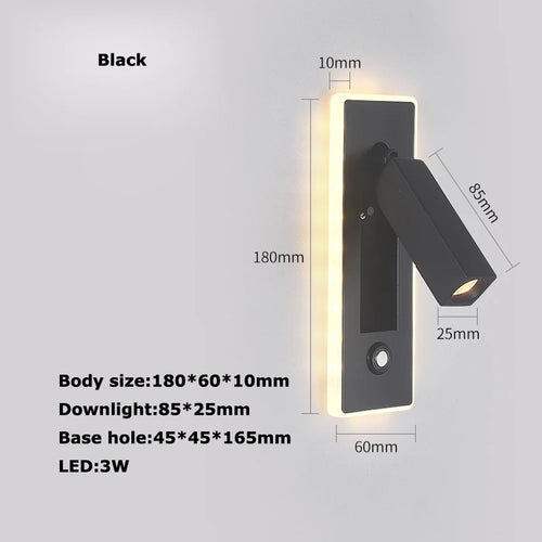 applique murale led rotative en laiton avec interrupteur usb - vue 8 sur 23