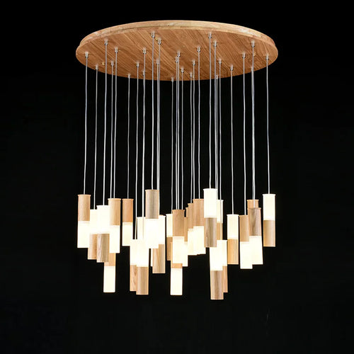 lustre en bois moderne pour éclairage intérieur design - vue 4 sur 14