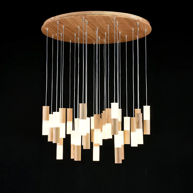 lustre en bois moderne pour éclairage intérieur design - vue 3 sur 14
