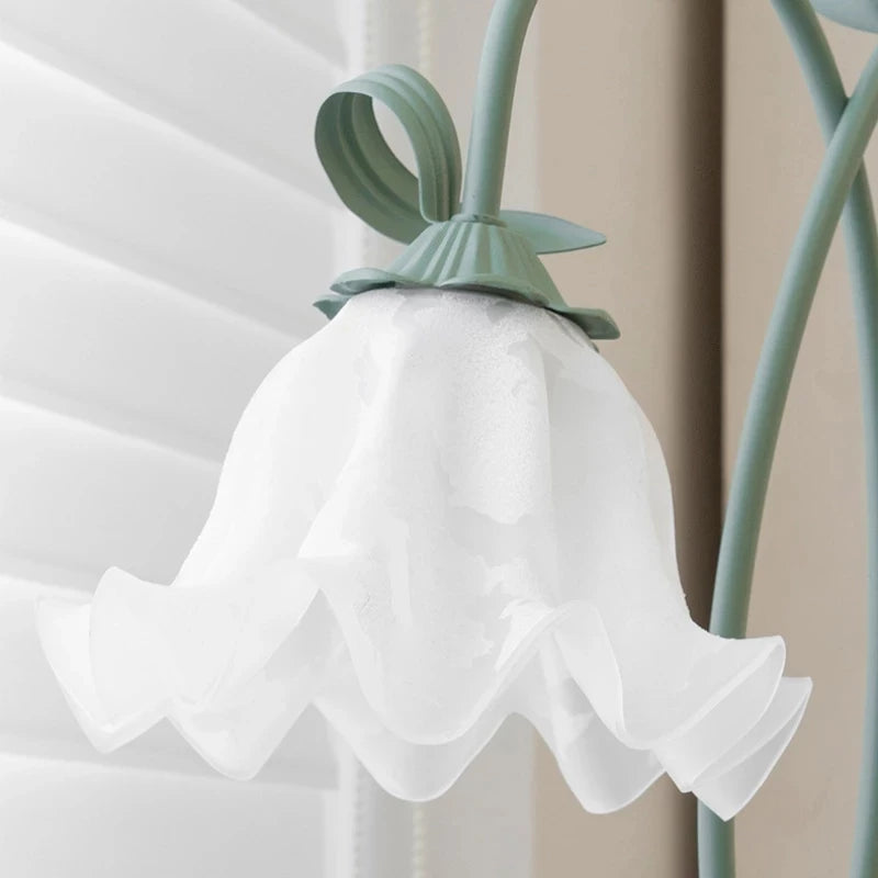 lampadaire vintage style pastoral avec appliques en verre - vue 5 sur 7
