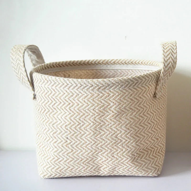 panier de rangement en toile de jute tissée multifonctionnel - vue 5 sur 8