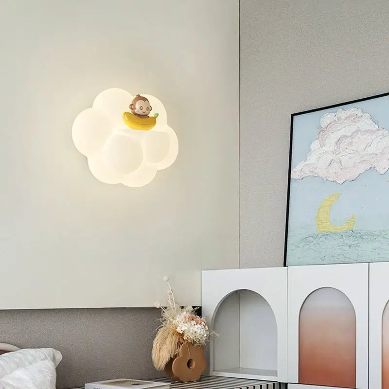 applique murale nuage ours chat singe pour enfants bébé - vue 4 sur 9