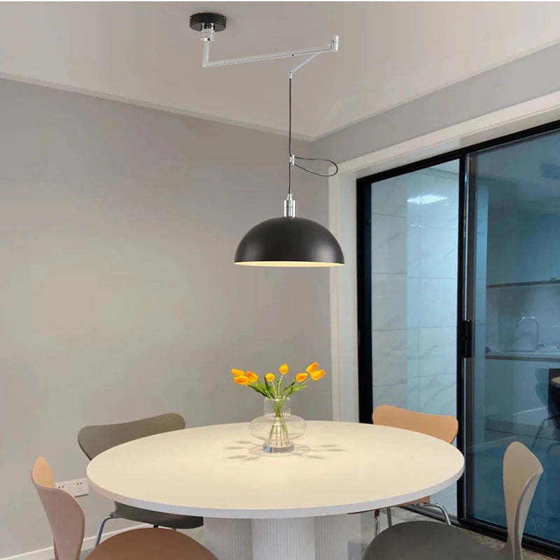 Suspension télescopiques modernes pliantes en métal salle à manger cuisine barre d'étude rotatif décor à la maison éclairage E27 - vue 3 sur 12