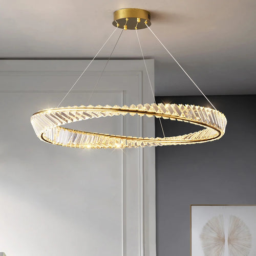 lustre en or de luxe avec éclairage en cristal winfordo - vue 3 sur 13