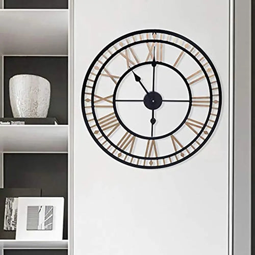 horloge murale vintage chiffres romains en métal design élégant et raffiné - vue 5 sur 6