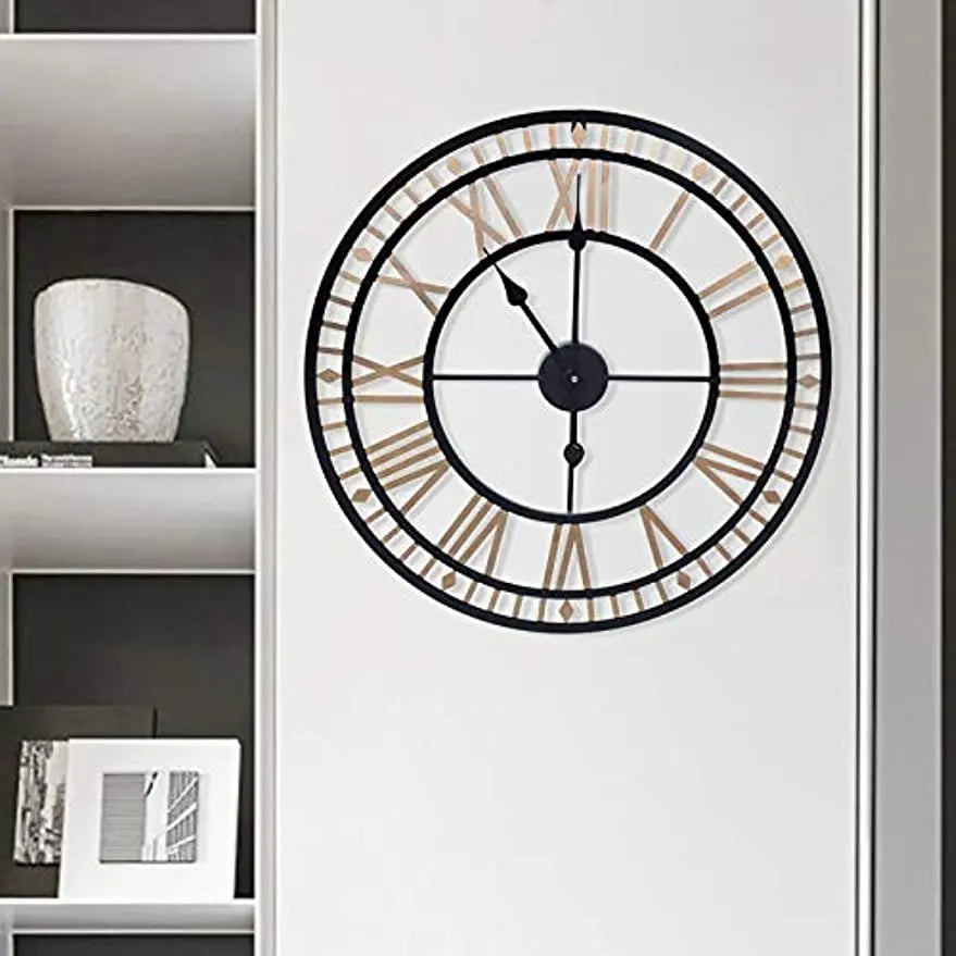 horloge murale vintage chiffres romains en métal design élégant et raffiné - vue 5 sur 6