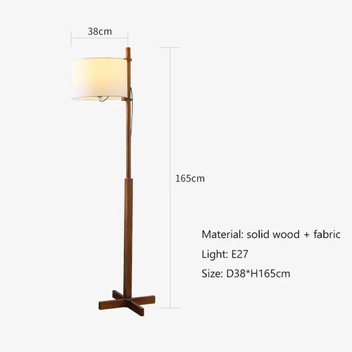Lampadaire Nordique Wabi Sabi En Bois Massif Tissu Abat-Jour Led Salon Chambre Lampe De Chevet Décor À La Maison Canapé Coin Lampe Sur Pied - vue 7 sur 7