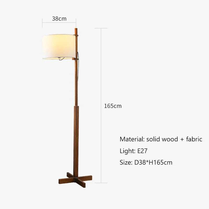 Lampadaire Nordique Wabi Sabi En Bois Massif Tissu Abat-Jour Led Salon Chambre Lampe De Chevet Décor À La Maison Canapé Coin Lampe Sur Pied - vue 7 sur 7