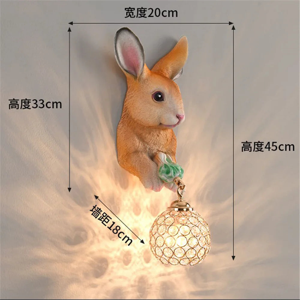 applique murale lapin en résine style pastoral créatif pour décoration maison - vue 8 sur 8