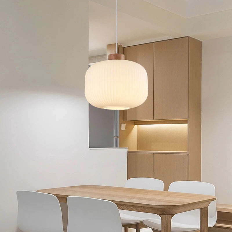 suspension en bois et verre style nordique moderne décoratif intérieur - vue 4 sur 9